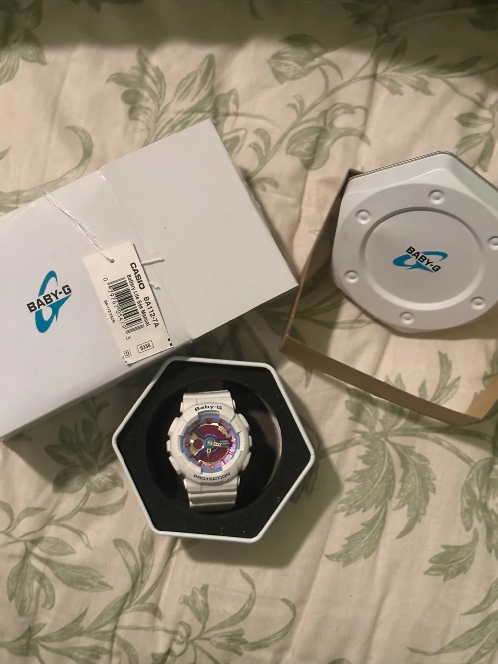 White Women's Baby-G, G-Shock Resistant Watch with Pink Dial